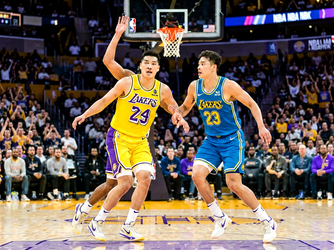NBA常规赛湖人对阵勇士的精彩比赛瞬间
